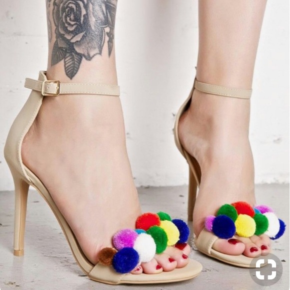 🤗ONE DAY SALE🤗🍭pom pom heels 🍭 - Picture 4 of 4